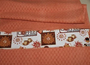 Kitchen TOWEL APPLIQUE BANDED COFFEE Terry Towel BURNT ORANGE - Picture 1 of 3
