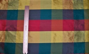 STROHEIM & ROMANN IRIDESCENT BERMUDA SILK CHECK FABRIC 10.5 YARDS JEWEL MULTI - Picture 1 of 5