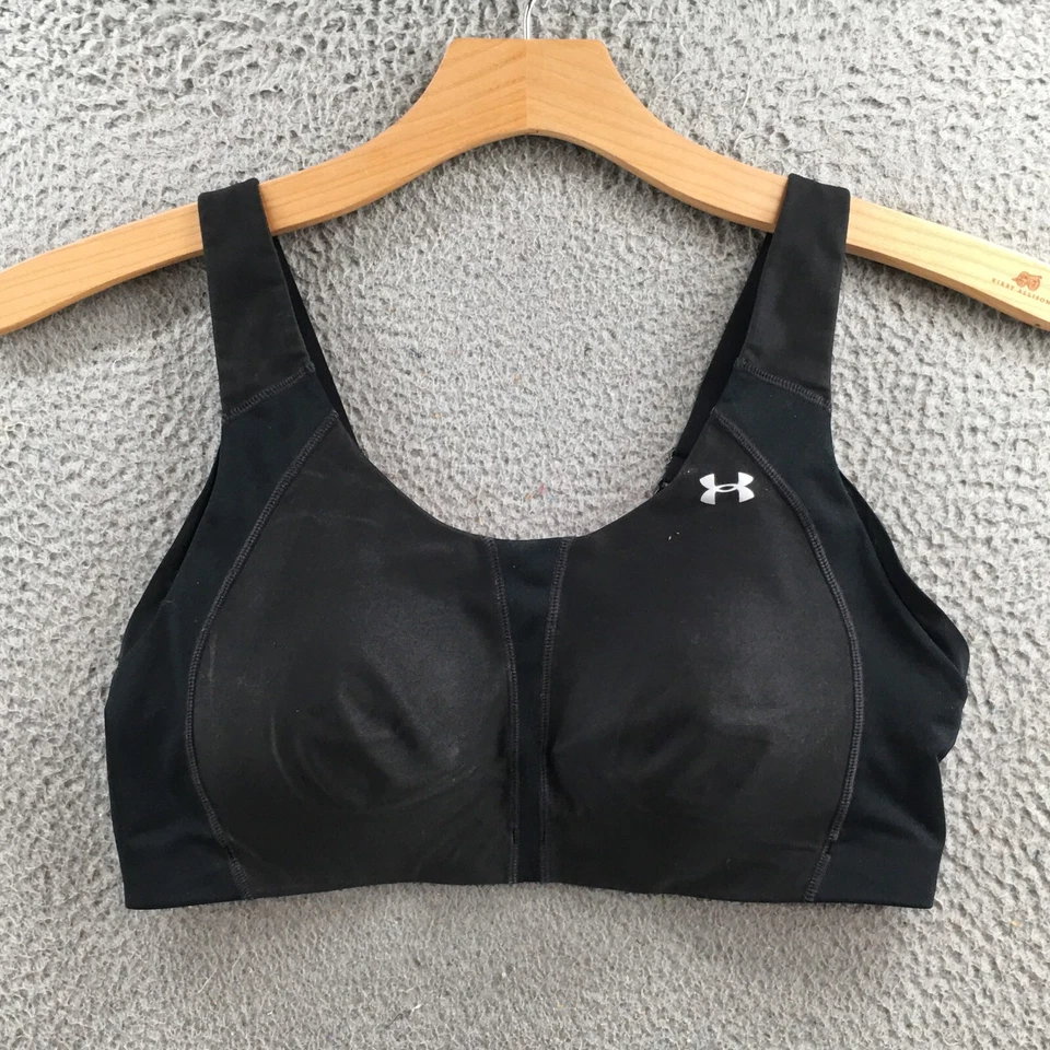 Under Armour 2.0 Maximum Control 无钢丝运动文胸女式 38D 黑色钩眼 — 第 1/4 张图片