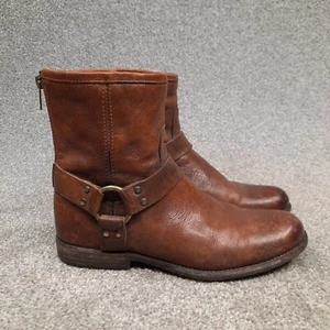 VINTAGE Frye Riding Engineer Moto Harness Boots Women Size 8 B Brown Leather - Picture 1 of 12
