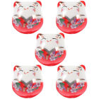  5 Pcs Large Hole Beads Good Luck Cat Charms Wealth Pendant to Weave Ceramic