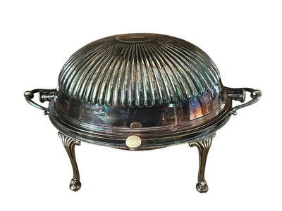 Servidor Victoriano Plata -Placa Enrollable Adornado INSERTAR DESAYUNO Wm Hutton & Sons Foto 1 de 4