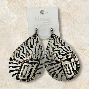 3.25” Long Tribal Look Ethnic 1970s Inspired Handmade Statement Earrings Hip Hop - Picture 1 of 4