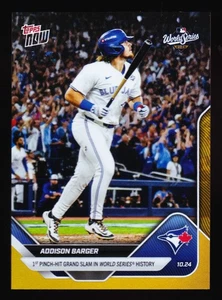 Addison Barger Blue Jays Slam Dodgers Anthony Banda 2025 Topps NOW #897 Gold /50 - Picture 1 of 2