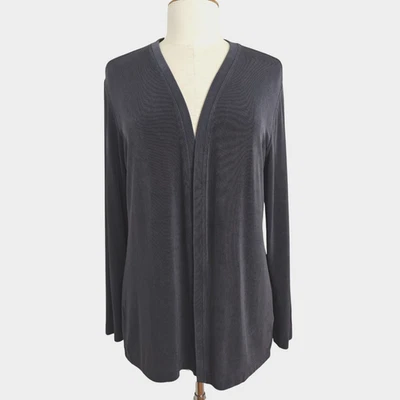 Chico's Travelers Cardigan Jacket Size Large / 2 Gray Slinky Knit Layering USA - Image 1 of 4