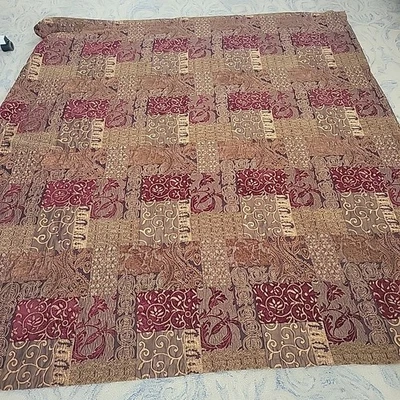 Cortina de Ducha Jacquard Croscill Galleria ROJA Oro Carmesí Pergamino Excelente Foto 1 de 3