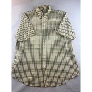 Brooks Brothers Regent Plaid Short Sleeve Button Down Shirt - XL Yellow Blue - Picture 1 of 9