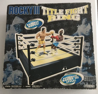 Anillo de boxeo Jakks Pacific Rocky III 2006 título lucha cuerdas elásticas Foto 1 de 4