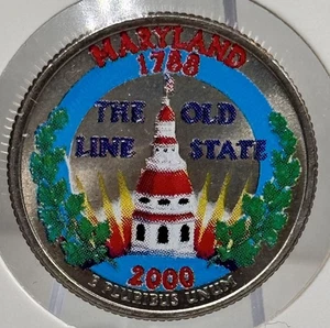 2000-P Maryland State Quarter Colorized Old Line State U.S. Capitol Dome - Picture 1 of 2