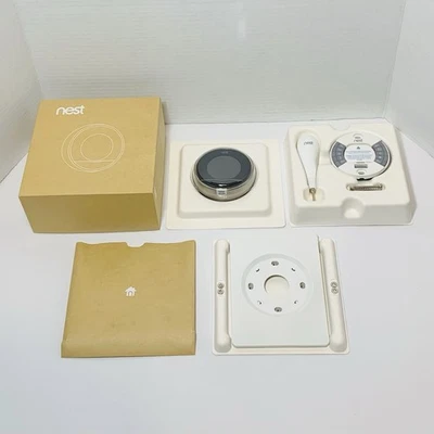 Nest Thermostat Model 02A 2nd Generation Wifi Programmable Learning Black Silver - Image 1 of 4