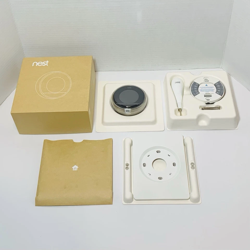 Nest Thermostat Model 02A 2nd Generation Wifi Programmable Learning Black Silver - Image 1 of 4