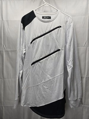 Camiseta Hombre Manga Larga Talla L 40"-42" Cuadros, 31" Largo. Blanco/Negro  Foto 1 de 3