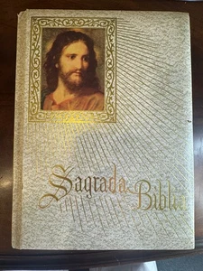 Sagrada Biblia White Gold Hardcover  Familiar Edicion Spanish Illustrated Clean! - Bild 1 von 17