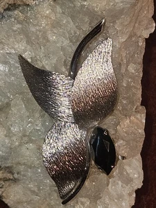 Curtis Creations Sterling Silver & Hematite Textured Leaf Brooch  - Picture 1 of 11