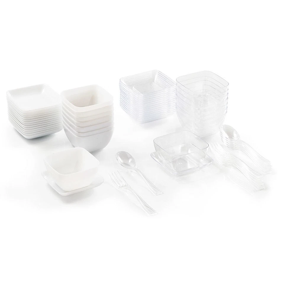 Mini Appetizer Set Clear and White (72 ct) - Image 1 of 1