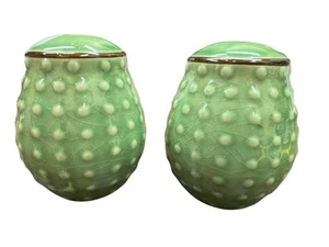 Salbei Avocado Farn Kaktus grün Nägel Keramik glasiert Crazing Salz & Pfeffer 3,5" - Bild 1 von 3