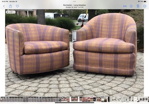 Mid Century Modern Pair of Barrel Back Lounge Chairs Cover