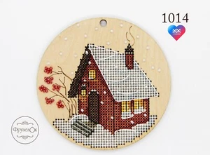 DIY cross stitch kit on wood "Cozy Winter" - Picture 1 of 9