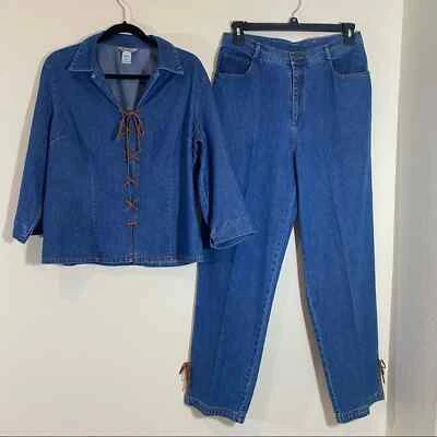 STONEBRIDGE Talla 12 Denim Juego Tiro Alto, Pierna Ancha, Cuero con Cordones. Foto 1 de 4