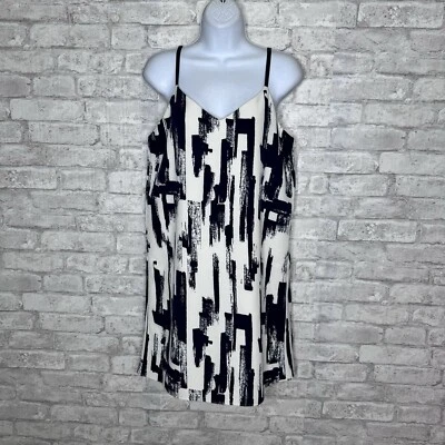 Aqua Scuba Knit Dress Black White Tank Shift Sheath Stretch Lined Size Medium - Image 1 of 4