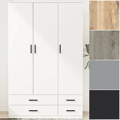 3 Door 4 Drawer Wardrobe Storage Shelf Hanging Wardrobe Bedroom Modern Furniture - Image 1 of 2