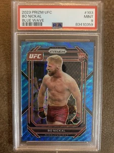 Bo Nickal Rookie Blue Wave Prizm - 2023 Panini Prizm UFC #103 - PSA 9 - Picture 1 of 4