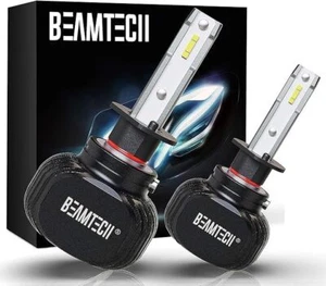 BEAMTECH H1 LED Bulbs, S1 Series Fanless 10000LM 50W 6500K Cool White Halogen - Picture 1 of 7