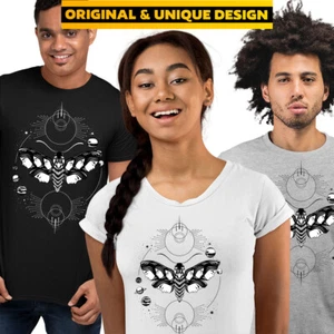 Surreal Design Tee Butterfly & Planets Abstract Novelty Crew Neck Birthday Fift - Picture 1 of 28