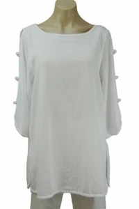 NEW W ITH TAGS White Chic Open Sleeve Cotton Tunic Top CLEARANCE PRICED - Picture 1 of 2