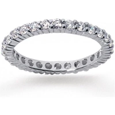 0.90 carat Round Diamond Ring Eternity Band Size 6 14k White Gold #204 - Image 1 of 3