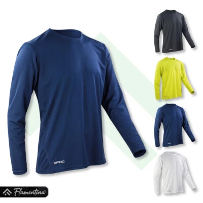 Mens Quick-Dry Long Sleeve T-Shirt Gym Top Cycling Running Jogging Sports Spiro - Image 1 of 4