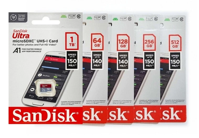 SanDisk Ultra A1 32GB 64GB 128GB 256GB 400GB 512GB 1TB micro SD microSDXC LOT - Image 1 of 1