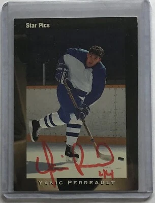 YANIC PERREAULT TORONTO MAPLE LEAFS SIGNED STAR PICS 1991-92 CARD #22 AUTOGRAPH - Image 1 of 2