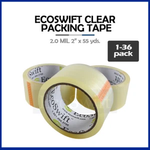 1-36 Roll EcoSwift Packing Packaging Carton Box Tape 2.0mil 2" x 55 yard 165 ft - Bild 1 von 6