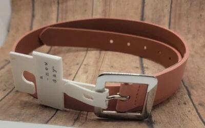 A New Day Womens Belt Size Small Orange Leather Silver Buckle NWT - Image 1 of 4
