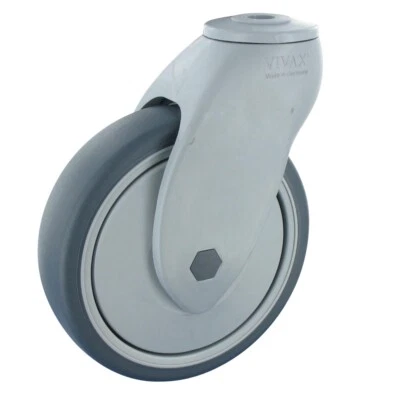 ROLLENTECHNIK VOM STEIN GMBH Kunststoff Lenkrolle ohne Feststeller 125mm TPE Gummi Rückenloch