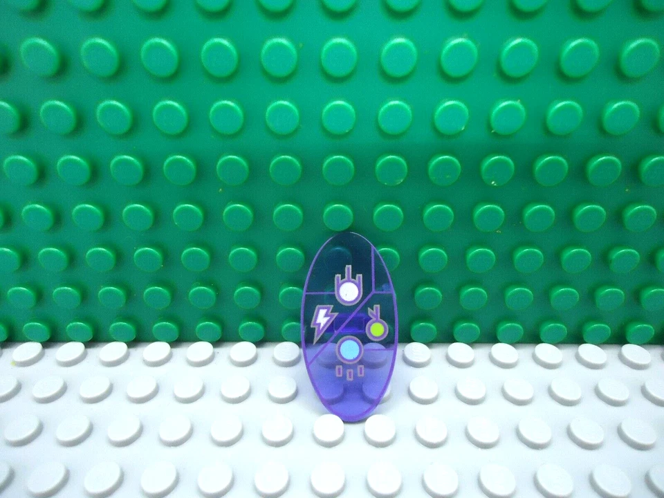 Lego Mini Figura 1 Trans Púrpura Escudo Ovalado Dimensiones Keystone con Símbolos Foto 1 de 1
