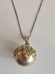 VTG Sterling Silver 925 Peace on Earth Harmony Bell Pendant Necklace 24'' #8685 - Picture 1 of 7