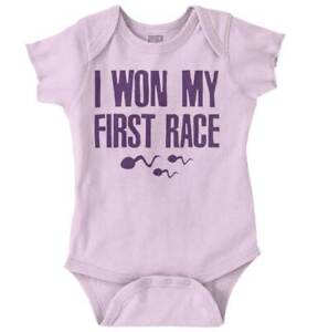 Won My First Race Funny Sarcastic Rude Gift Newborn Baby Boy Girl Infant Romper