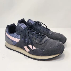 Reebok Classic Womens Harman Run Blue Suede Pink Sneakers Size 8 Lifestyle Shoes - Picture 1 of 8
