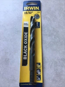 IRWIN 15/32" BLACK OXIDE HIGH SPEED STEEL DRILL BIT 67830 - Picture 1 of 2