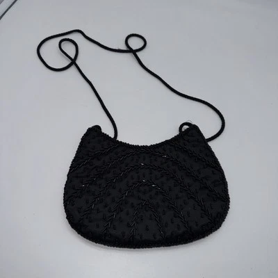 Vintage Walborg Beaded Purse Black Beads Shoulder Bag Clutch - Image 1 of 4