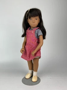 Vintage Sasha 111 Brunette Girl Doll Red Pinafore - Picture 1 of 5
