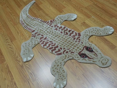 Tibetan Crocodille Rug Shape Handmade Kids Boho Rug Aesthetic Rug 3x5 Ft - Image 1 of 4