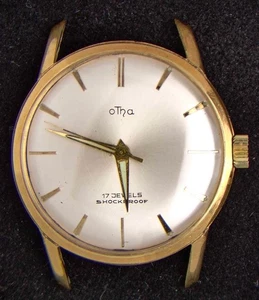 Otha Gold-Plated Men's Hand-Wind Vintage Watch -- Running - Picture 1 of 3