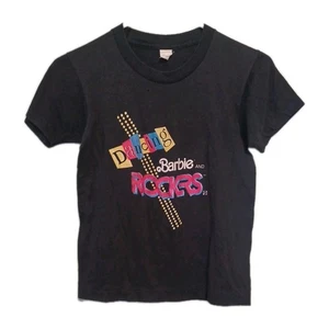 Vintage kids/youth Barbie and Rockers Dancing TShirt Black Acceptable Used As-Is - Picture 1 of 9