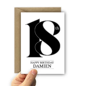 Personalised 18th birthday card for boy or girl, son or daughter, minimal theme - Foto 1 di 8