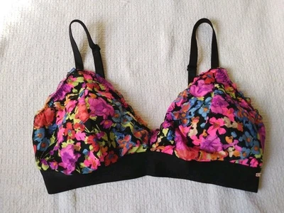 PINK Victoria Secret Wireless Bralette Large/36C Black Pink Yellow Light Lining  - Image 1 of 4