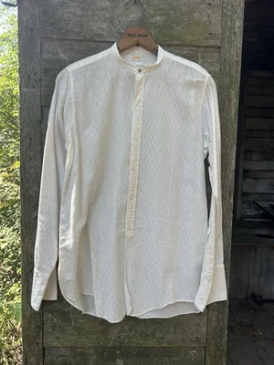 1920s Cotton Collarless Dress Shirt Antique Dobby Weave Medium - Image 1 of 4