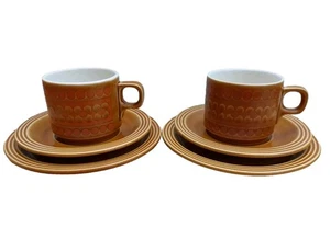 1970's Hornsea Pottery Saffron Set of 2 Cups Saucers And Side Plates Vintage - Picture 1 of 21